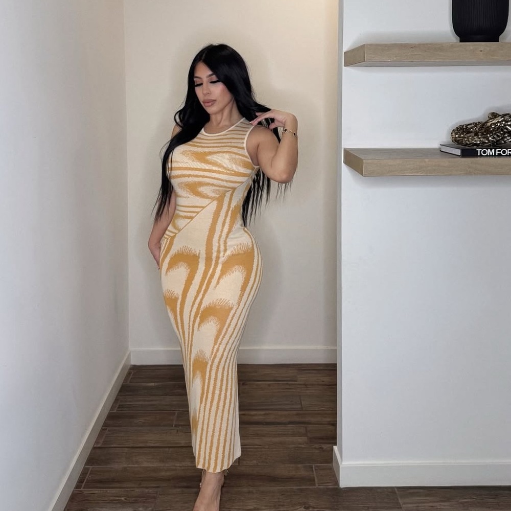 Yellow ivory multi color maxi dress